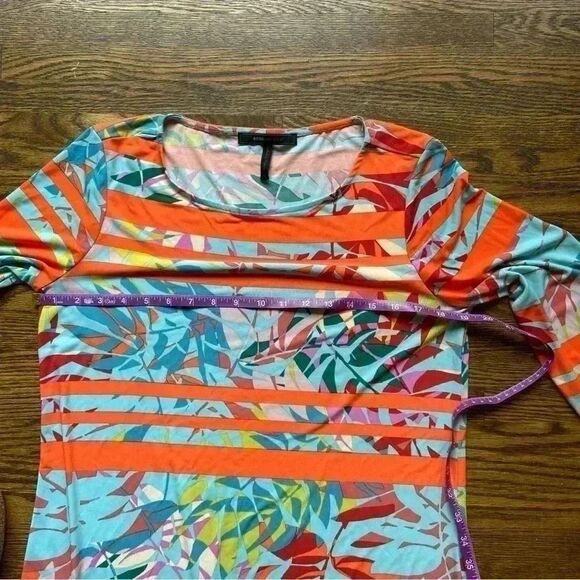 BcbgMaxAzria shift dress medium tropical stripe neon bright - Picture 8 of 9